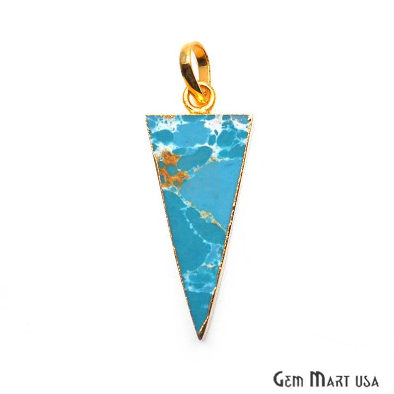 Triangle Copper Sediment Jasper Gold Edged Pendant (Pick Your Gemstone) - GemMartUSA