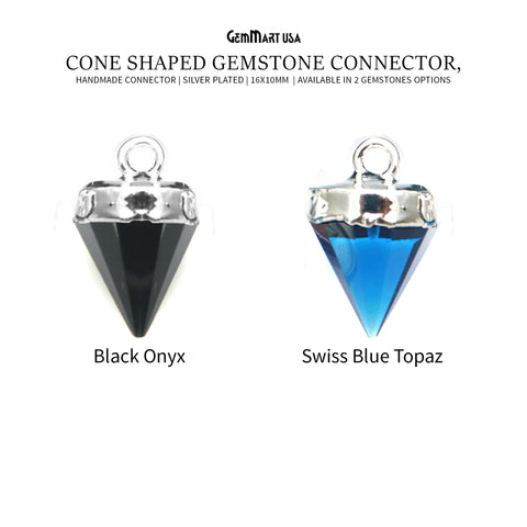Gemstone Cone 16x10mm Silver Electroplated Single Bail Connector