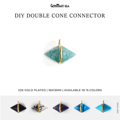 Double Cone 16x13mm Gold Single Bail Charms Connector