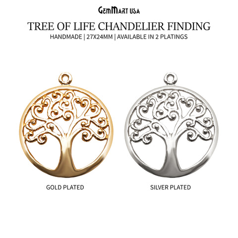 Tree of Life Finding 27x24mm Charm Connector (Pick Your Metal)