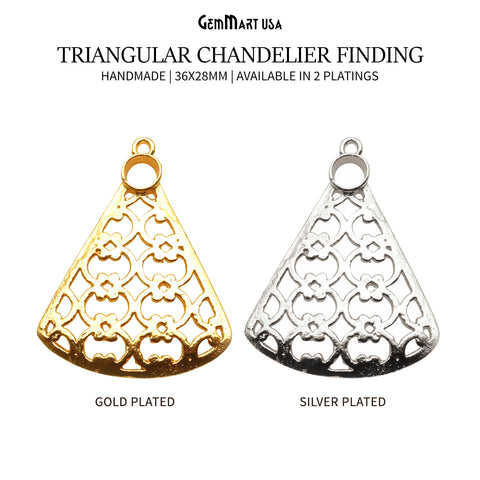 Triangular Gold Charm 36x28mm Finding Connector (Pick Your Metal)