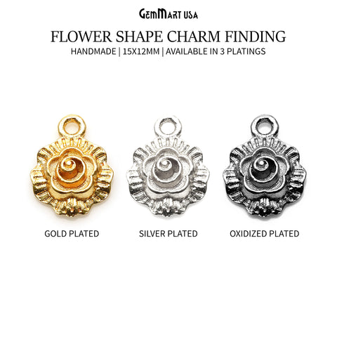 Flower Shape Finding 15x12mm Chandelier Jewelry Charm (Pick Plating)