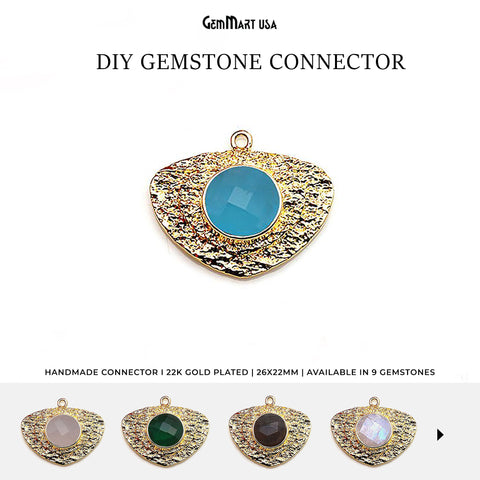 Gemstone Trillion Gold Plated Single Bail Connector Pendant