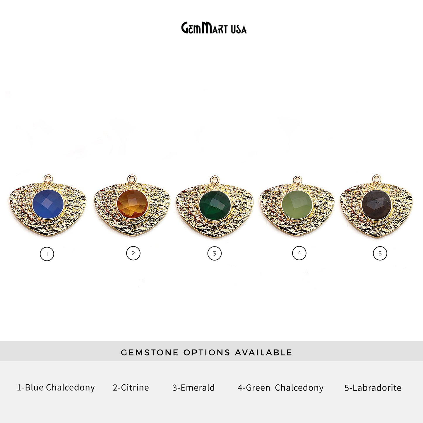 Gemstone Trillion Gold Plated Single Bail Connector Pendant