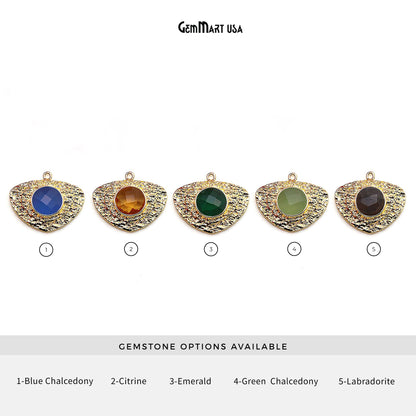 Gemstone Trillion Gold Plated Single Bail Connector Pendant