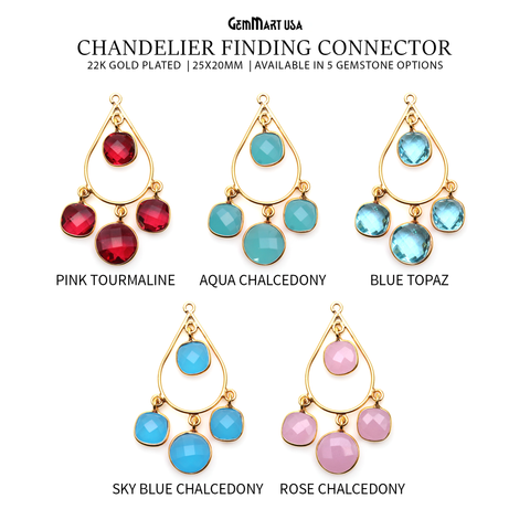 DIY Gemstone Gold Plated Dangle Chandelier Finding Connector 1pc