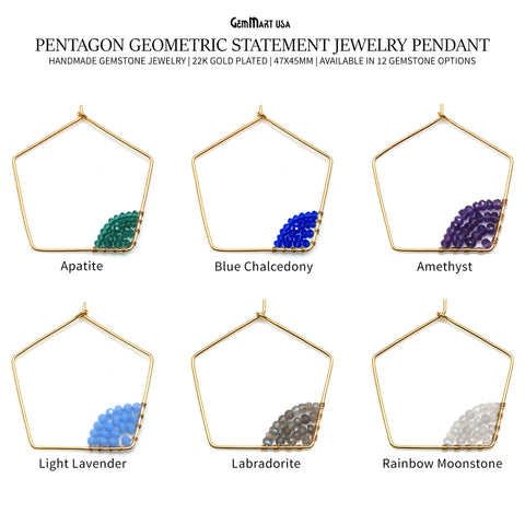 Pentagon Geometric 47x45mm Statement Jewelry Pendant