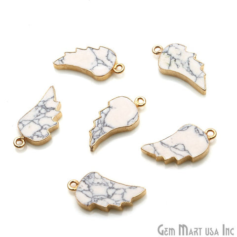 Angle Wing Shape 24x12mm Gold Electroplated Gemstone Connector (Pick Stone) - GemMartUSA