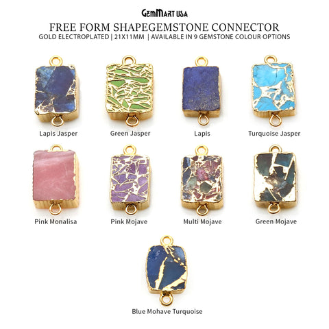 Free Form Shape 21x11mm Gold Electroplated Gemstone Connectors (Pick Stone)