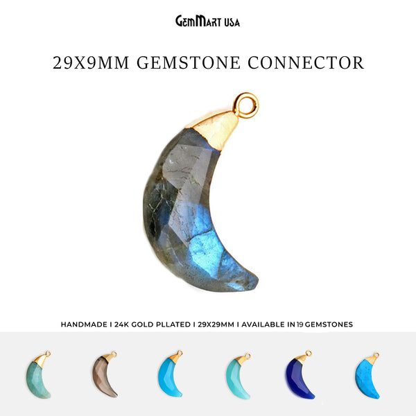 Moon Shape Gemstone Charm...