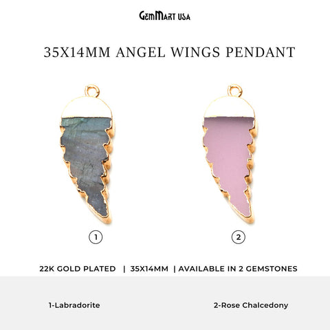 Angel Wings 35x14mm Gold Electroplated Pendant