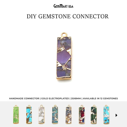 Mohave Turquoise Rectangle 25x8mm Gold Electroplated Single Bail Connector