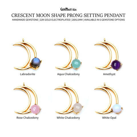 Crescent Moon 28x11mm Gold Plated Necklace Pendant