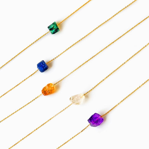 Rough Gemstone 18x15mm Gold Plated Necklace Chain
