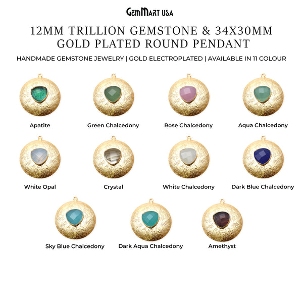 Textured Gold Electroplated Gemstone...