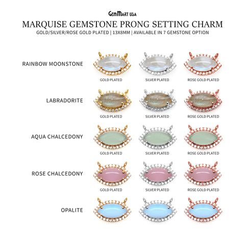 Marquise 13x8mm Prong Setting Double Bail Connector
