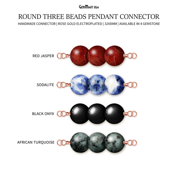 Round Gemstone Three Beads...