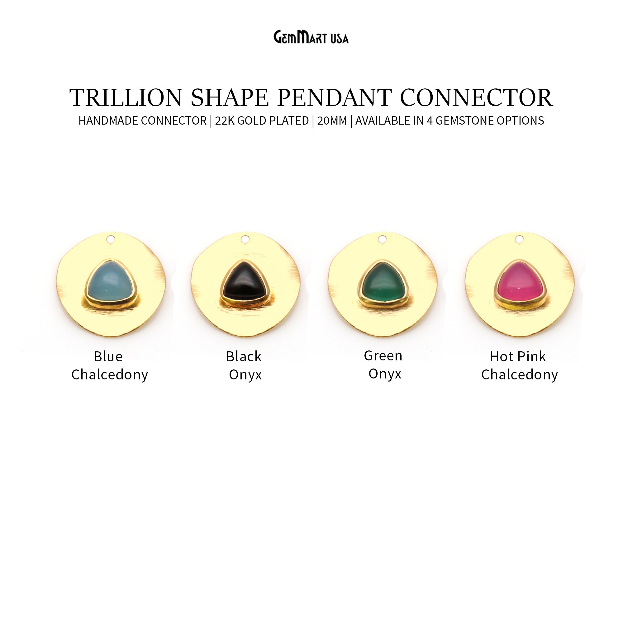 DIY Gemstone Trillion Gold Plated Connector Pendant