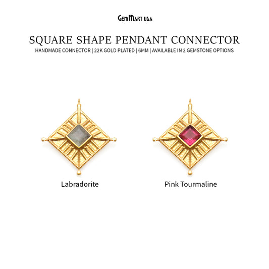 Square 16mm Gold Plated Single Bail Pendant Connector