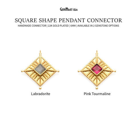 Square 16mm Gold Plated Single Bail Pendant Connector