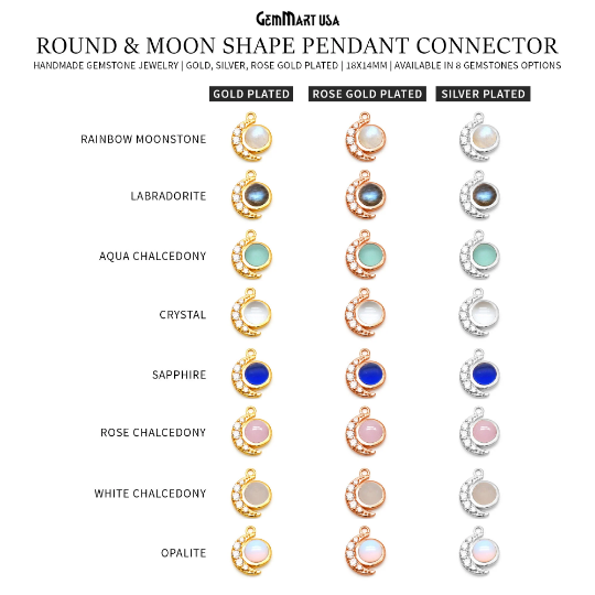 DIY Round & Moon Shape Finding Pendant Connector 1pc