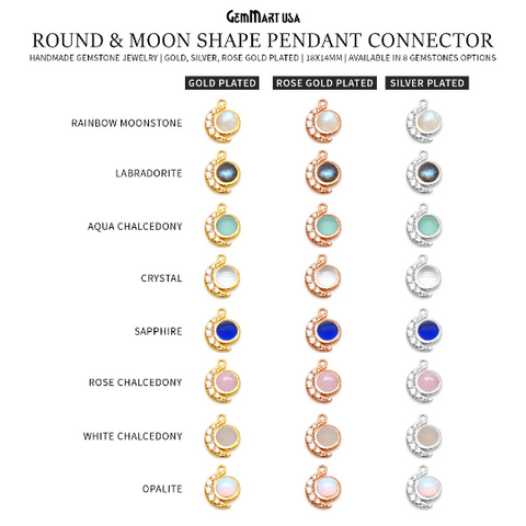 DIY Round & Moon Shape Finding Pendant Connector 1pc
