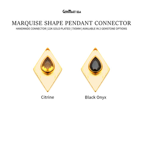 DIY Marquise 22x13mm Single Bail Gold Plated Gemstone Pendant Connector 1pc
