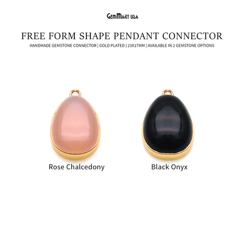 Cabochon Free Form Gold Plated 23x17mm Single Bail Gemstone Connector