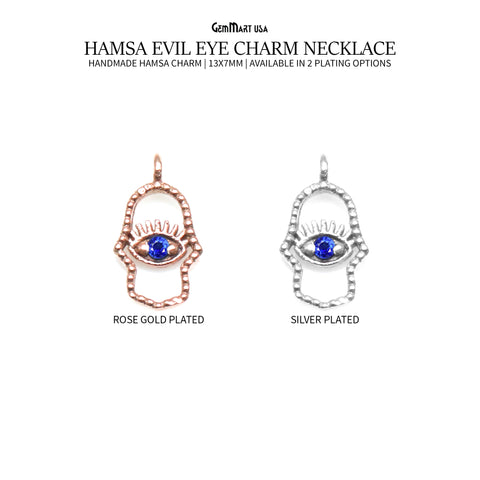Hamsa Evil Eye Charm Necklace 13x7mm Single Bail Pendant