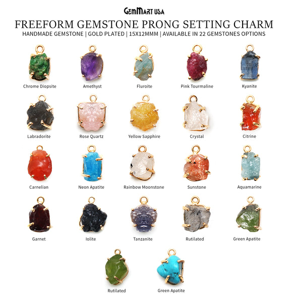 Rough Gemstone 15x12mm Gold...