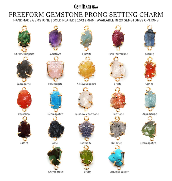 Rough Gemstone 18x12mm Gold...