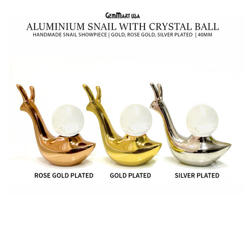 Aluminum Snail With Crystal Ball Figurine Showpiece