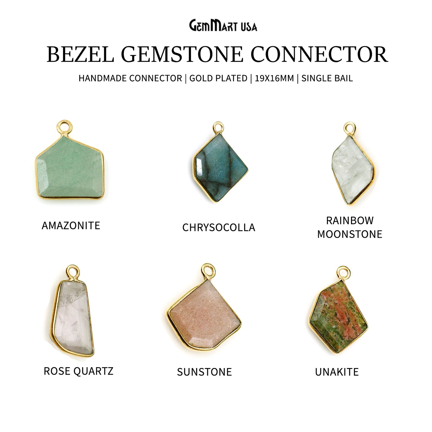 Free Form Single Bail 19x16mm Gold Plated Bezel Gemstone Connector