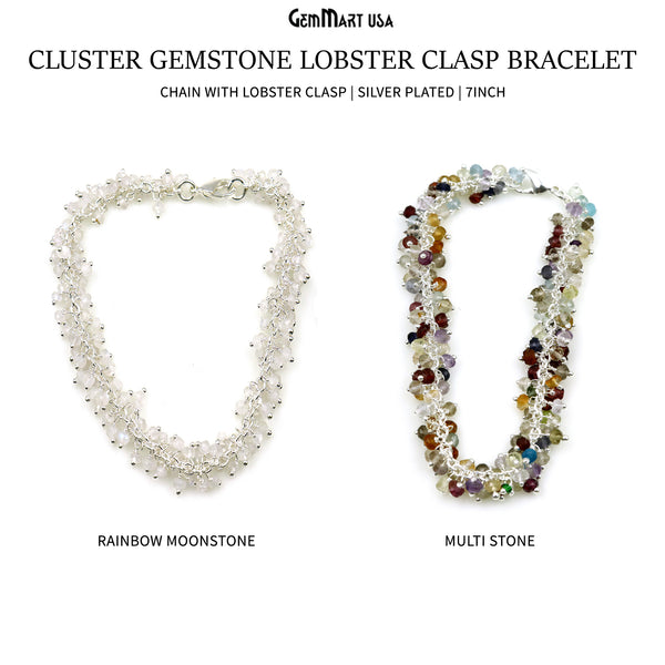 Cluster Gemstone Silver Plated...