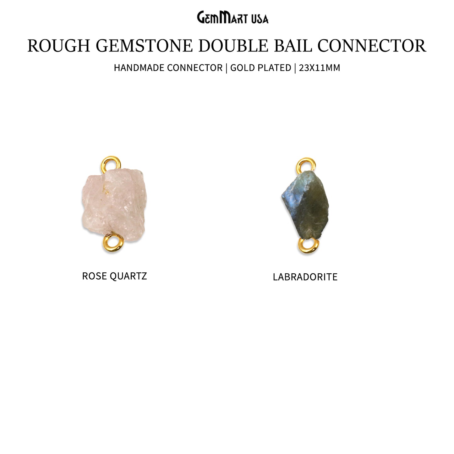 Rough Gemstone 23x11mm Double Bail Connector