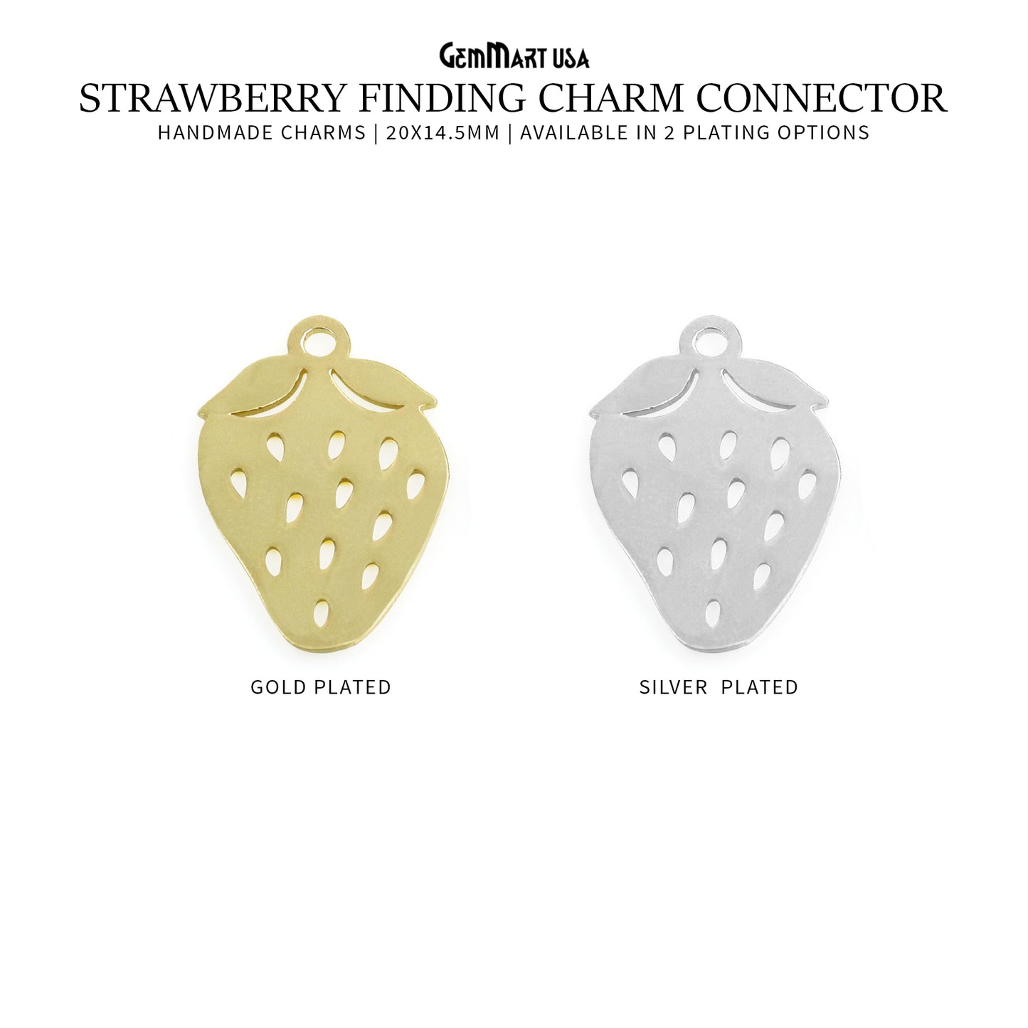 Strawberry Shape Metal 20x14.5mm Filigree Finding Charm Connector