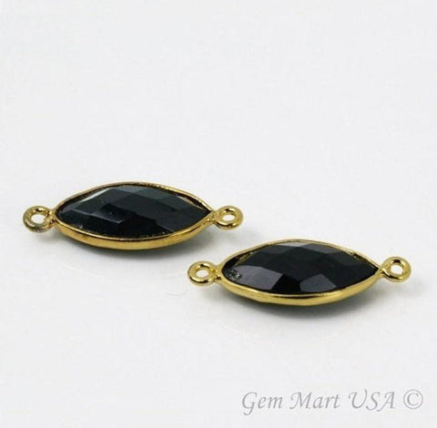 Marquise 8x16mm Double Bail Gold Bezel Gemstone Connector