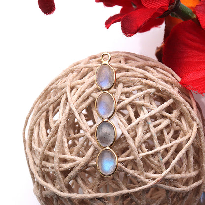 DIY, Labradorite Gold Plated 35X6mm Line Chandelier Finding Component - GemMartUSA