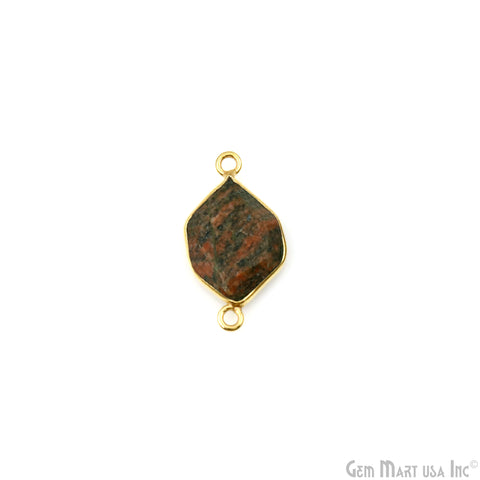 Free Form Double Bail 22x15mm Gold Plated Bezel Gemstone Connector
