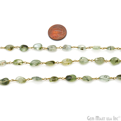 Fluorite 12x5mm Tumble Beads Gold Plated Rosary Chain