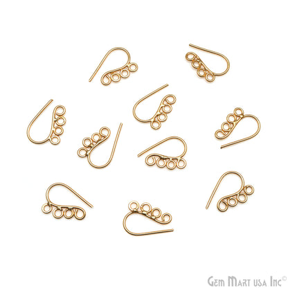 5 Pair Lot Gold Plated 23x16mm Earring Gold Fishhook Earwires