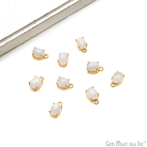 Oval 7x5mm Gold Plated Prong Setting Single Bail Gemstone Cabochon Connector