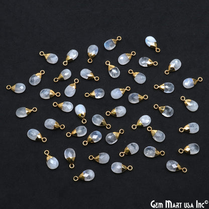 Rainbow Moonstone Pears 8x12mm Gold Electroplated Single Bail Connector