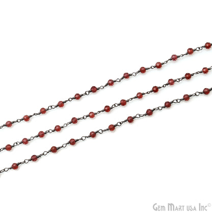 Garnet 3-3.5mm Oxidized Beaded Wire Wrapped Rosary Chain