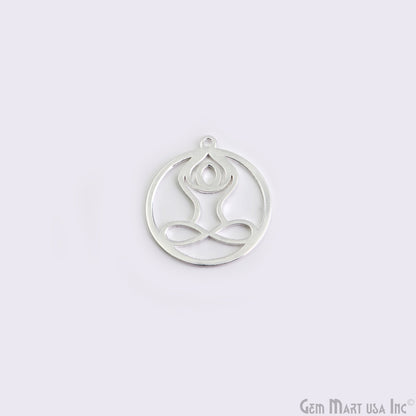 Yoga Shape Laser Finding Silver Plated 25x22.4mm Charm For Bracelets & Pendants