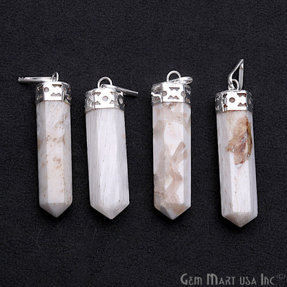 DIY Healing Gemstone Silver Pencil Point Ornate Pendant 1pc (Pick Stone) - GemMartUSA