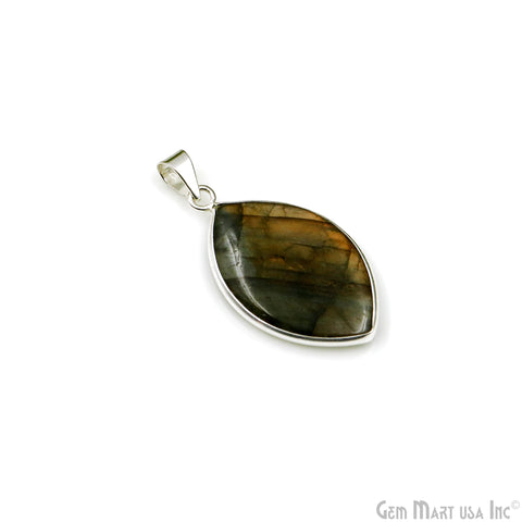 Labradorite Gemstone Marquise 38x22mm Sterling Silver Necklace Pendant 1PC