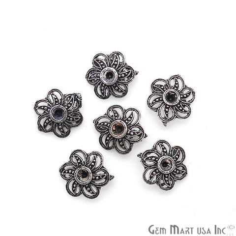 Flower Shape Oxidized 16x13mm Charm For Bracelets & Pendants - GemMartUSA