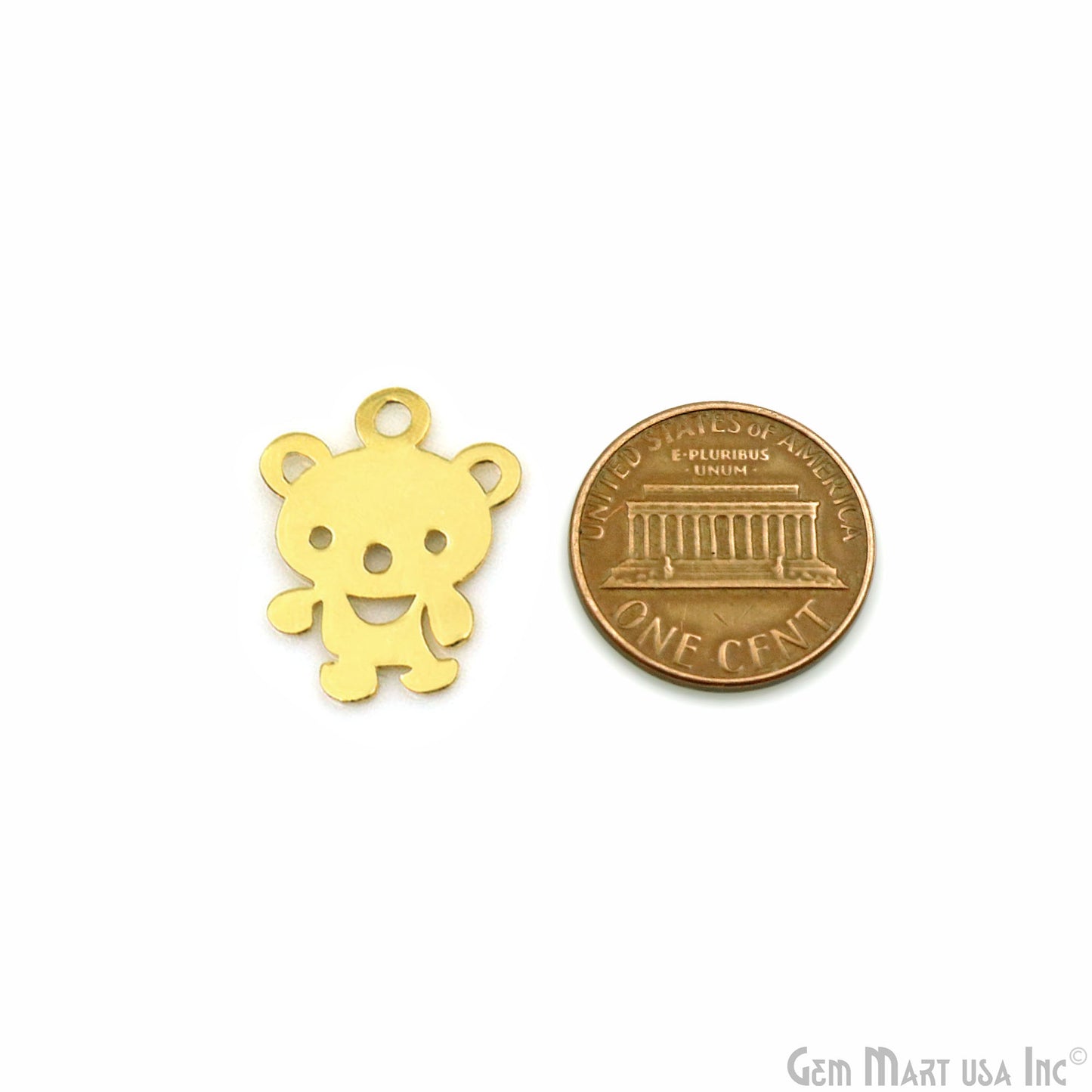 Teddy Bear Shape Laser Charm Gold Plated 20x15.40mm Finding Charm Connector