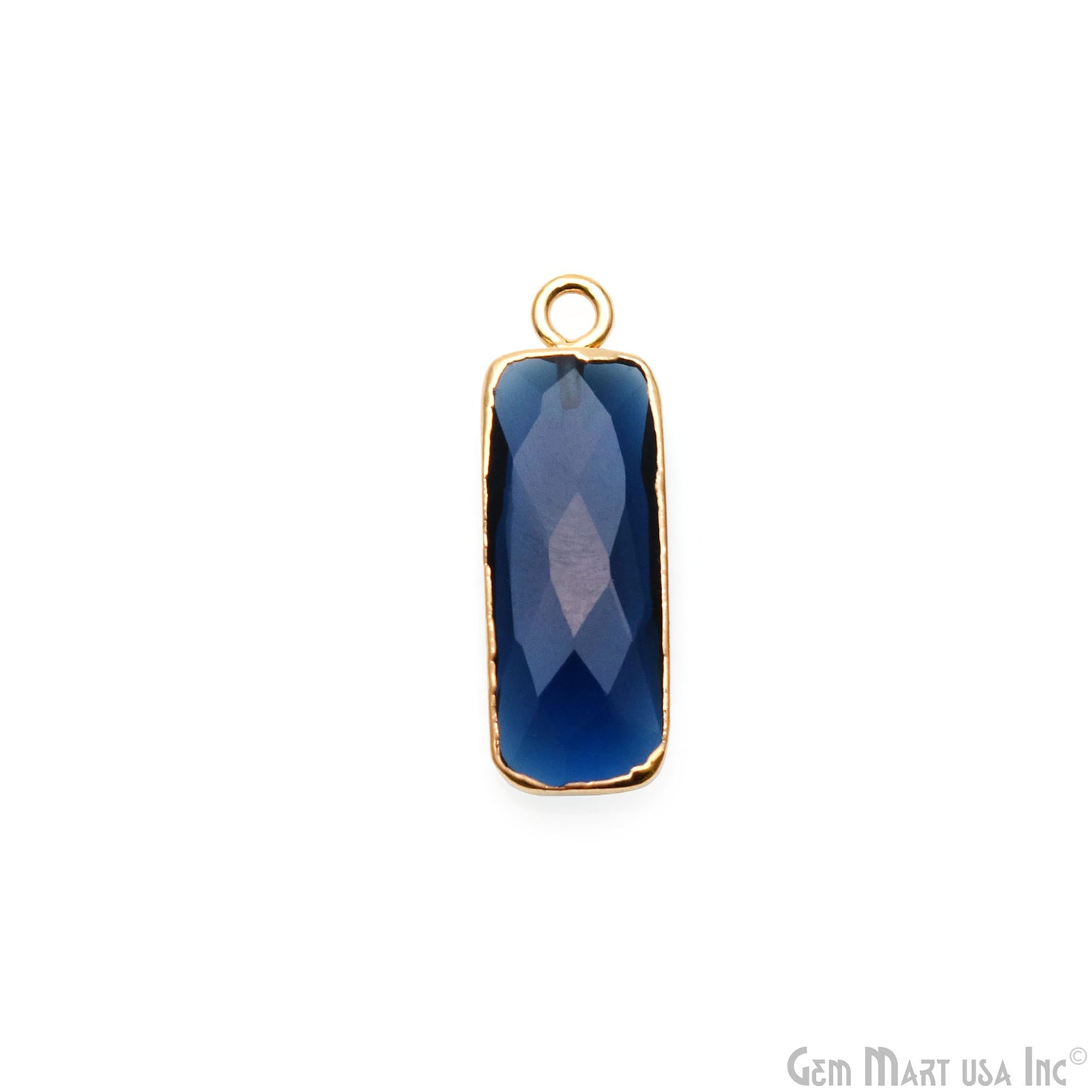 Iolite Rectangle 25x8mm Gold Electroplated Single Bail Gemstone Pendant Connector